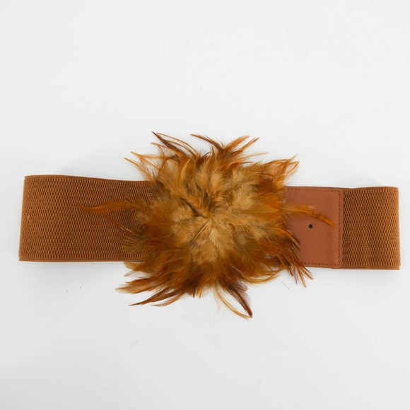 Retrend11 Accessories - Retrend11 | Women's Stretch Belt W/ Feather Buckle, Brown, OS